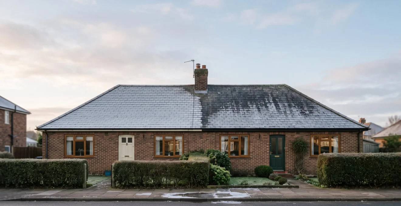 A British semi-detached brick home shown in cutaway-style morning light, symbolising an affordable insulation upgrade to reach EPC rating B