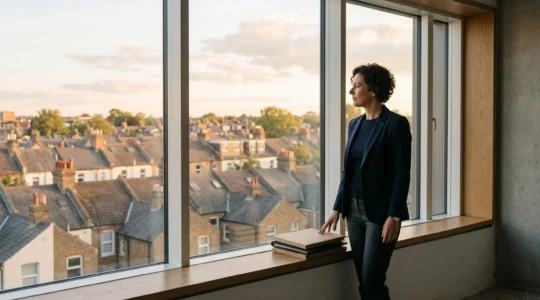 A property investor reviewing a multi-property portfolio from a home office, symbolizing independent portfolio management without a letting agent
