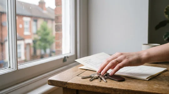 A tenant in a UK rental home weighing the decision between a six month and a twelve month tenancy agreement